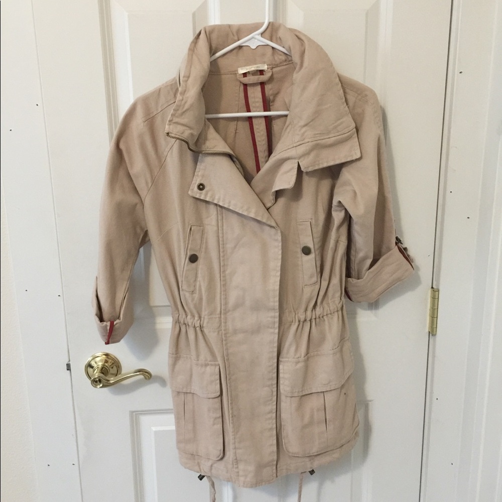 Long Cream-Colored Utility Jacket - Picture 2 of 4